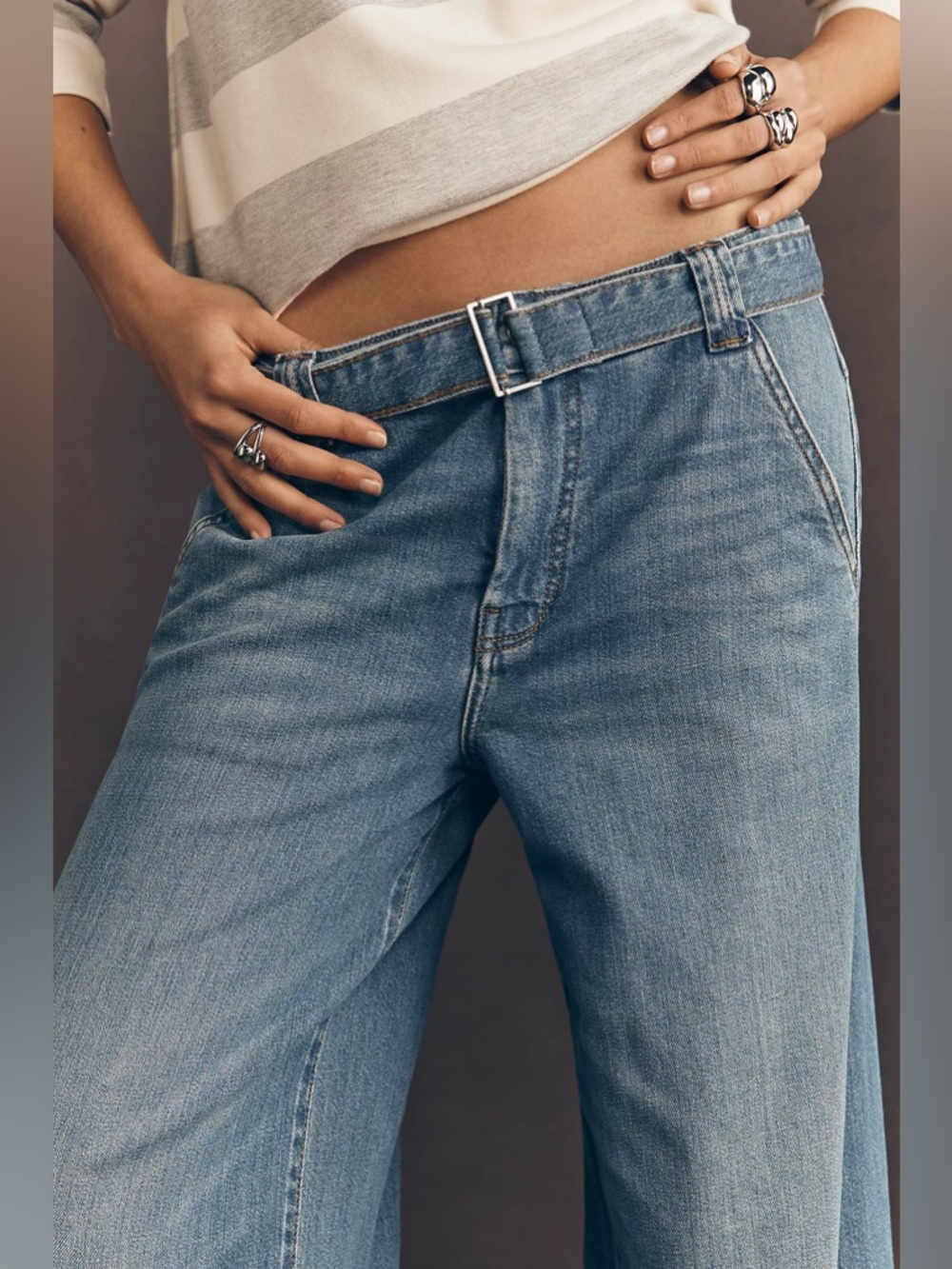 NWOT Anthropologie X Pilcro Nova High Rise Wide Leg Jeans ~French Blue Wash~ - Picture 3 of 4